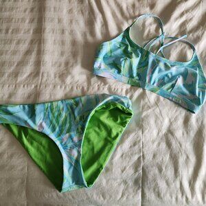 Blue and Green Bikini Swimsuit